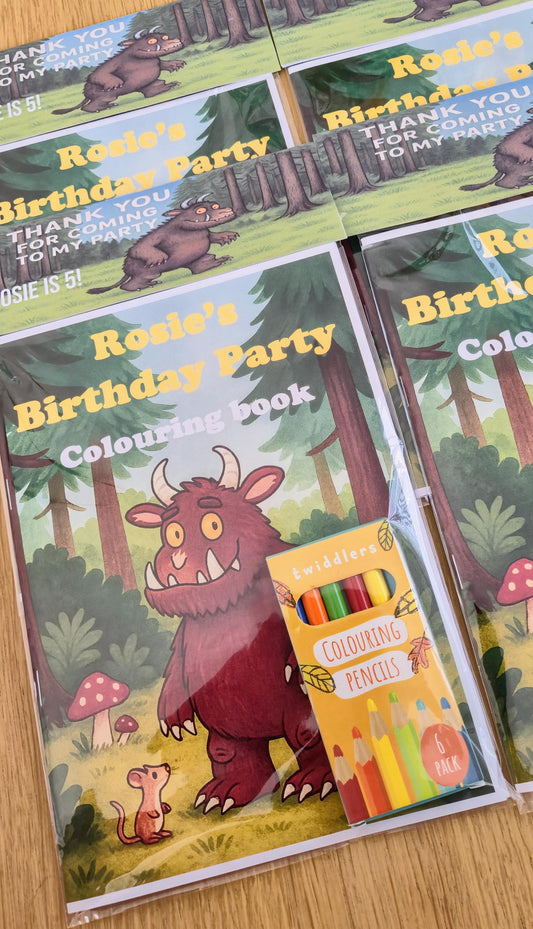 Gruffalo inspired personalised colouring book - Party favour - Kids Party