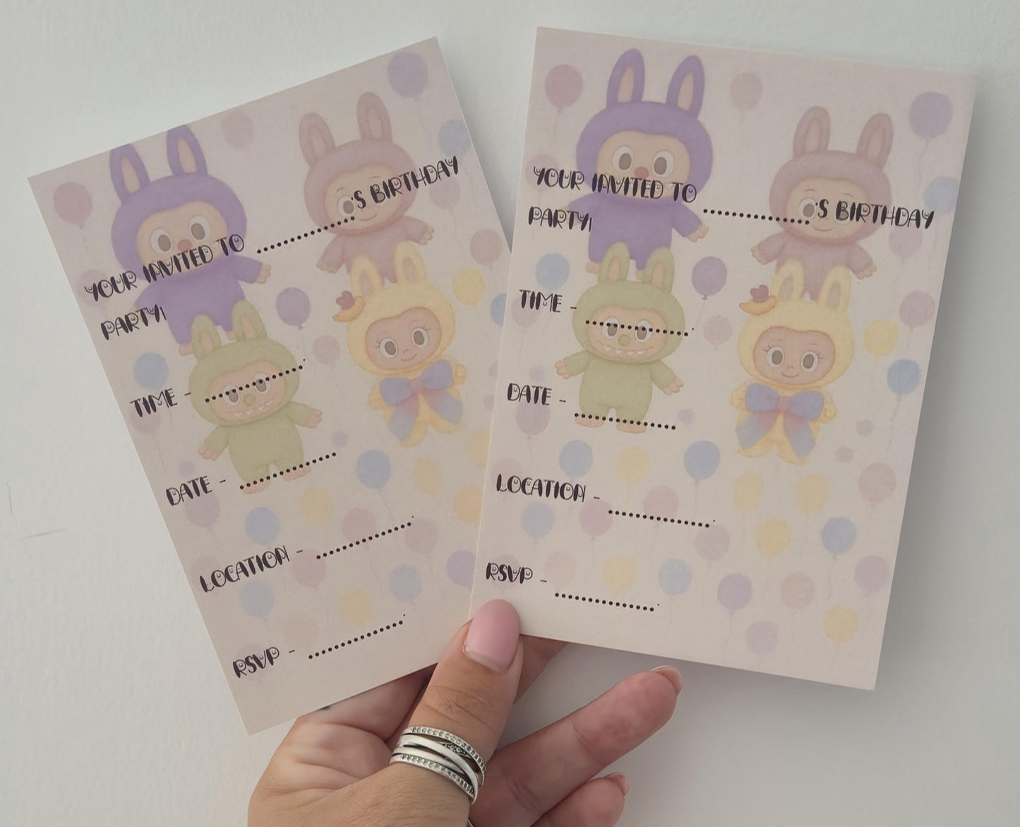 Labubu-inspired party invites - kids party - Party invites