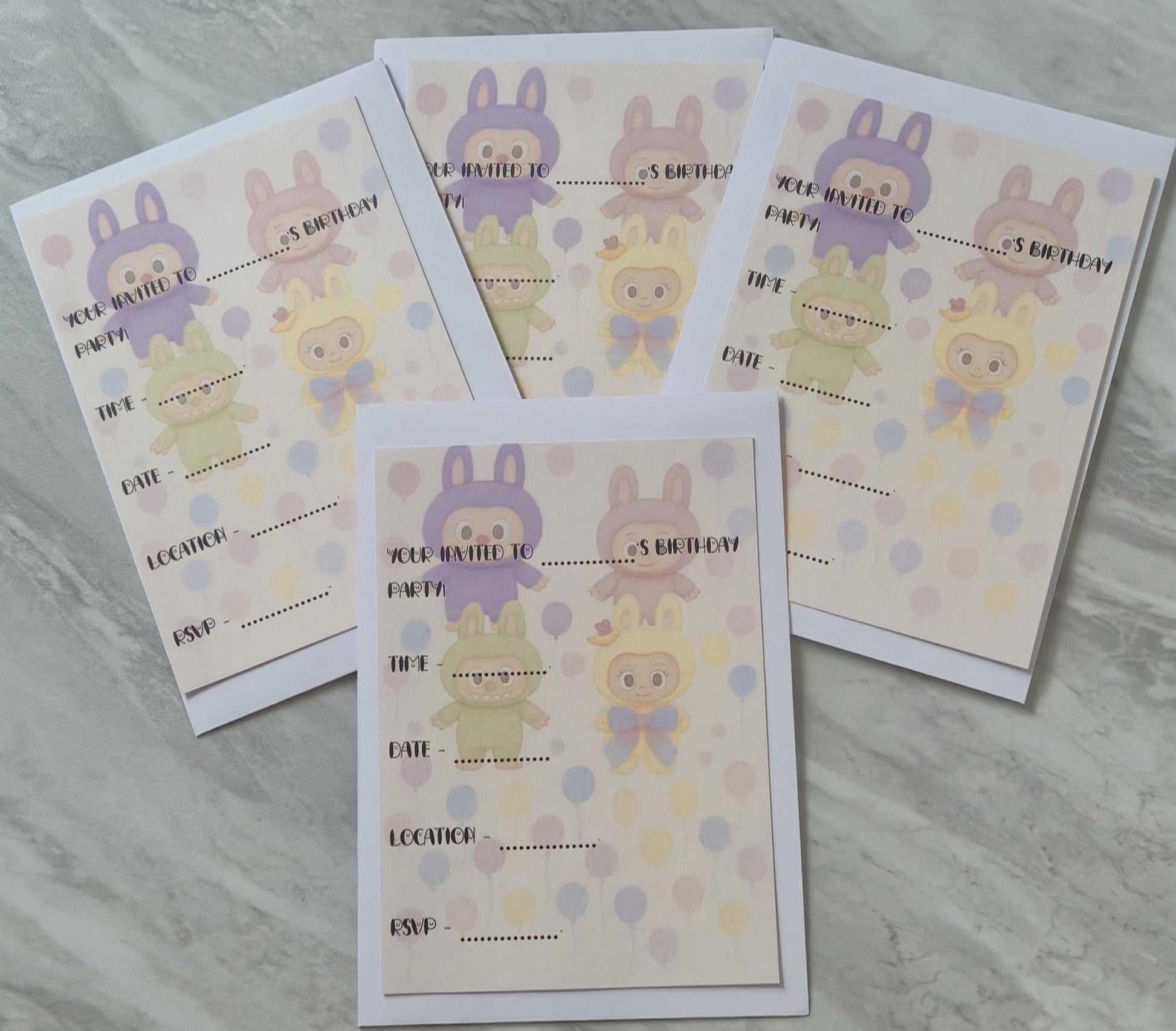 Labubu-inspired party invites - kids party - Party invites