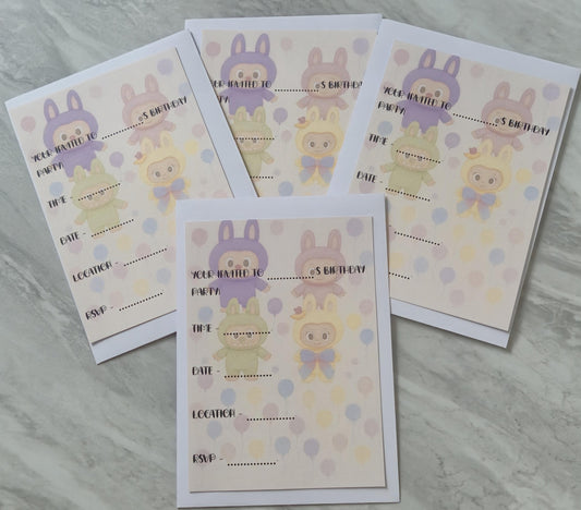 Labubu-inspired party invites - kids party - Party invites
