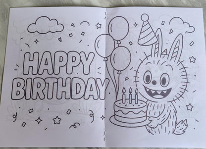 Labubu inspired personalised colouring book - Party favour - Kids Party