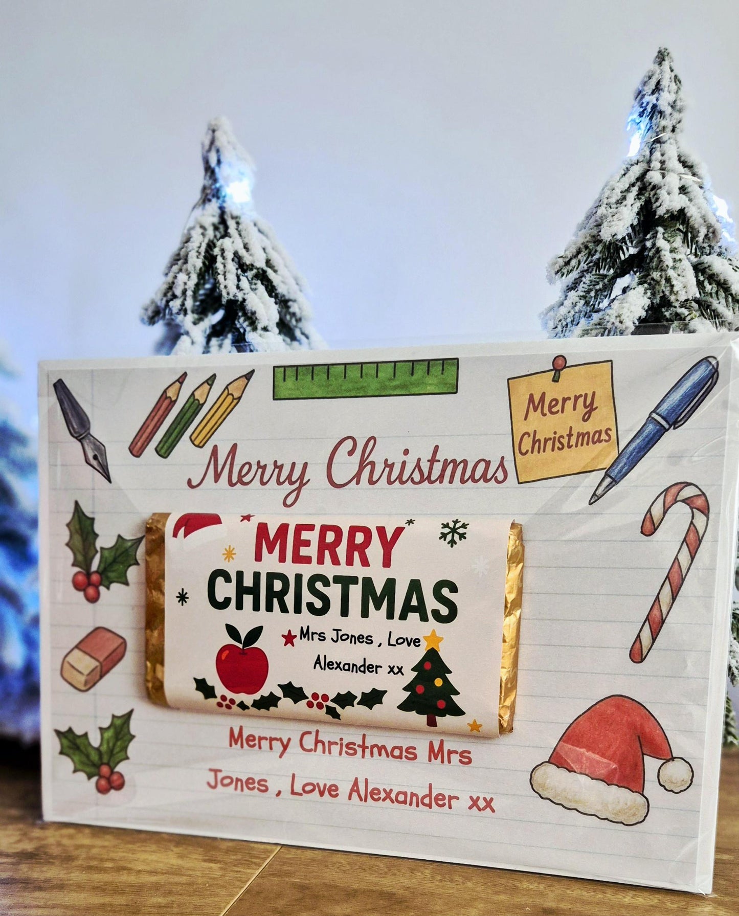 MERRY christmas hocolate board - Teacher gift - chocolate message board.- Personalised
