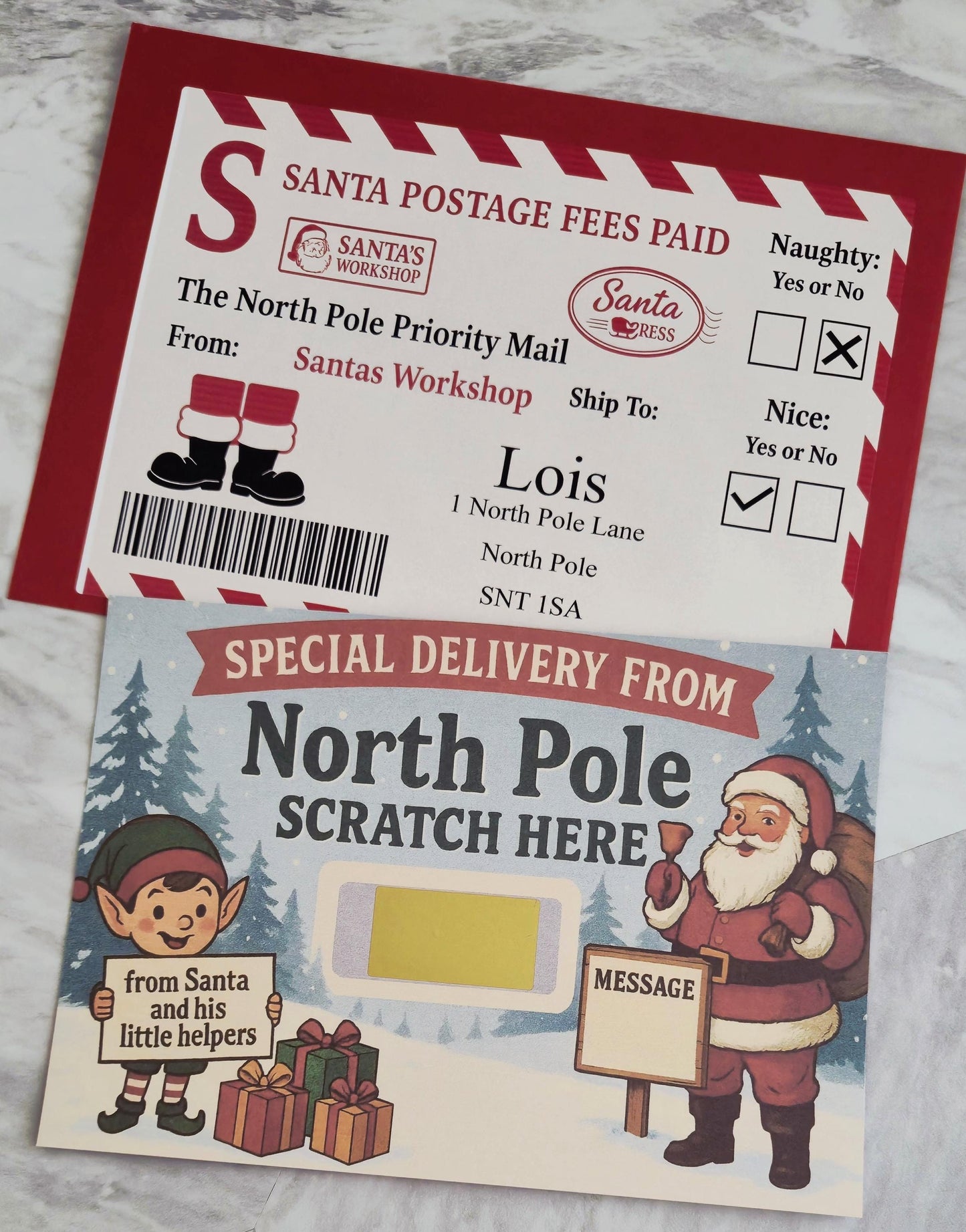 Santa scratch off - Christmas gift voucher - Scratch off - Stocking filler - secret santa.- Christmas eve box