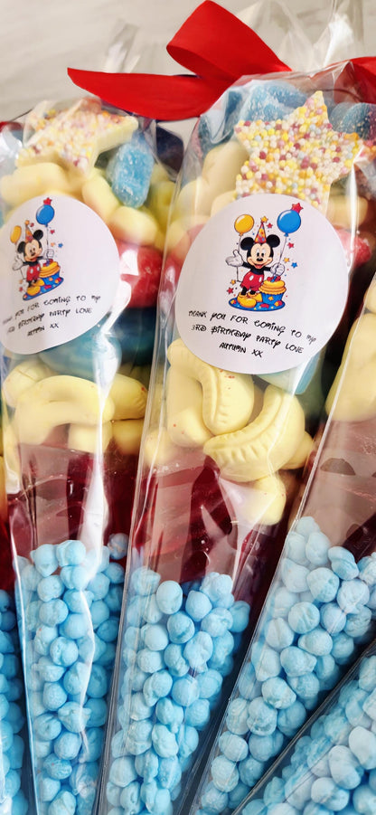 Mickey inspired sweet cones - Party Favours- prefilled sweetcones