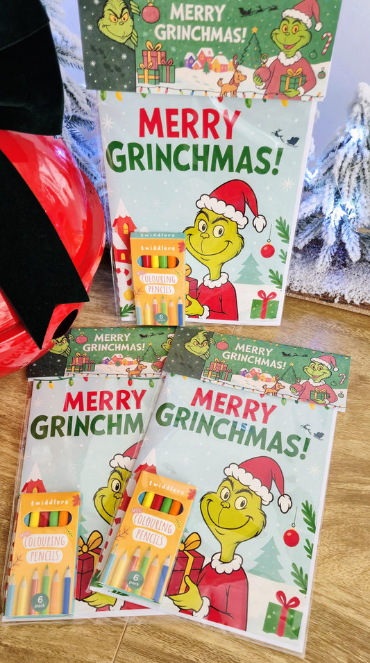 Christmas colouring activity pack - Stocking Filler- Xmas eve box - Grinch-inspired