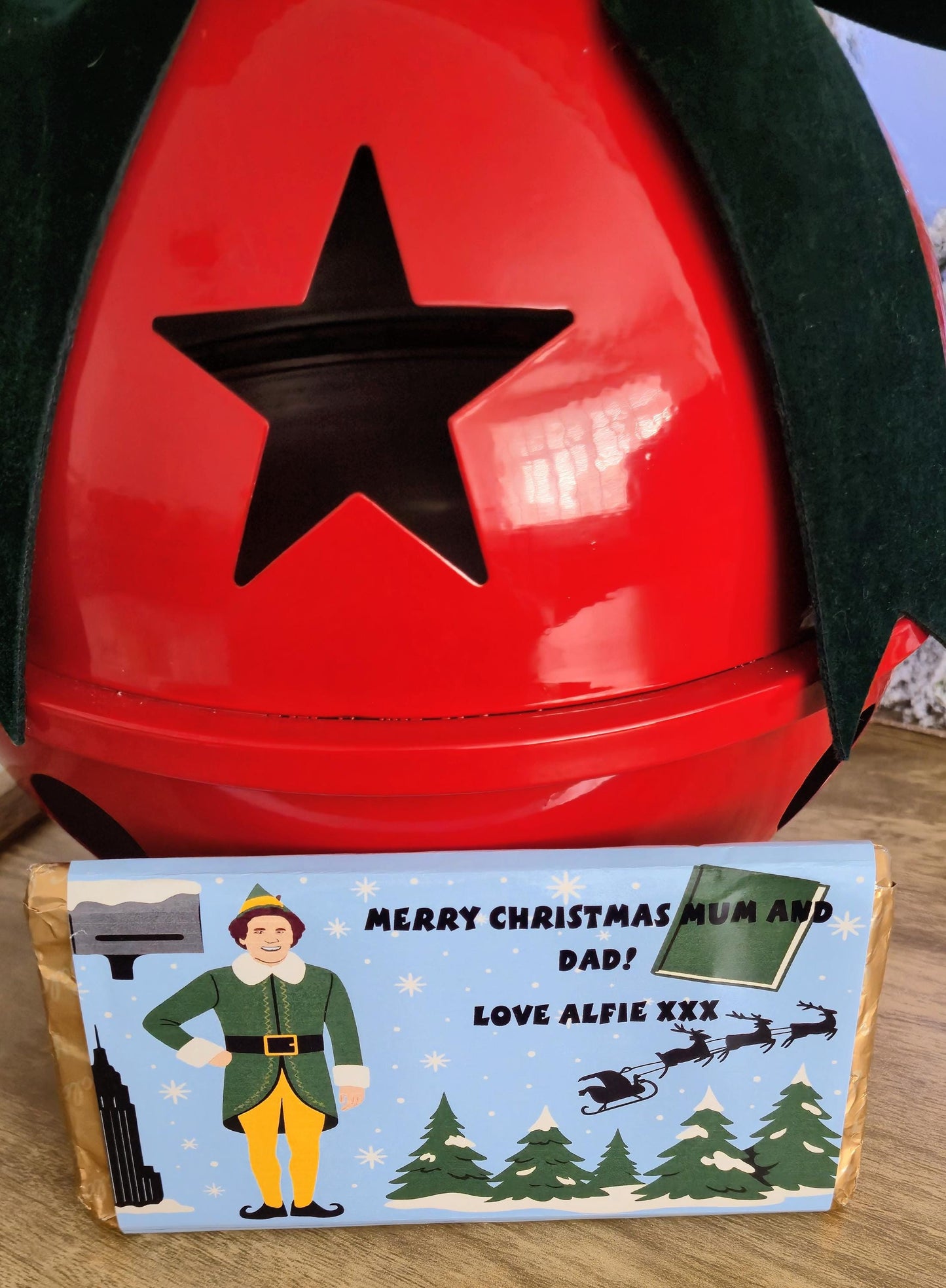 Personalised elf-inspired chocolate bar- stocking filler- Xmas eve box