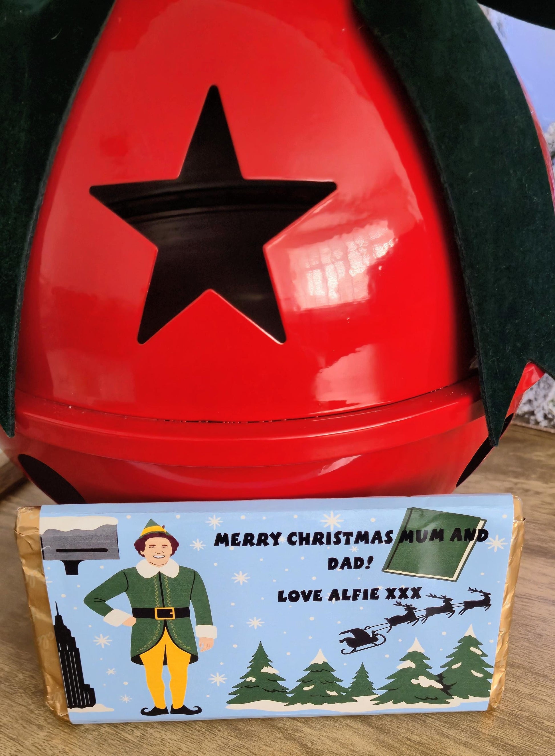 Personalised elf-inspired chocolate bar- stocking filler- Xmas eve box
