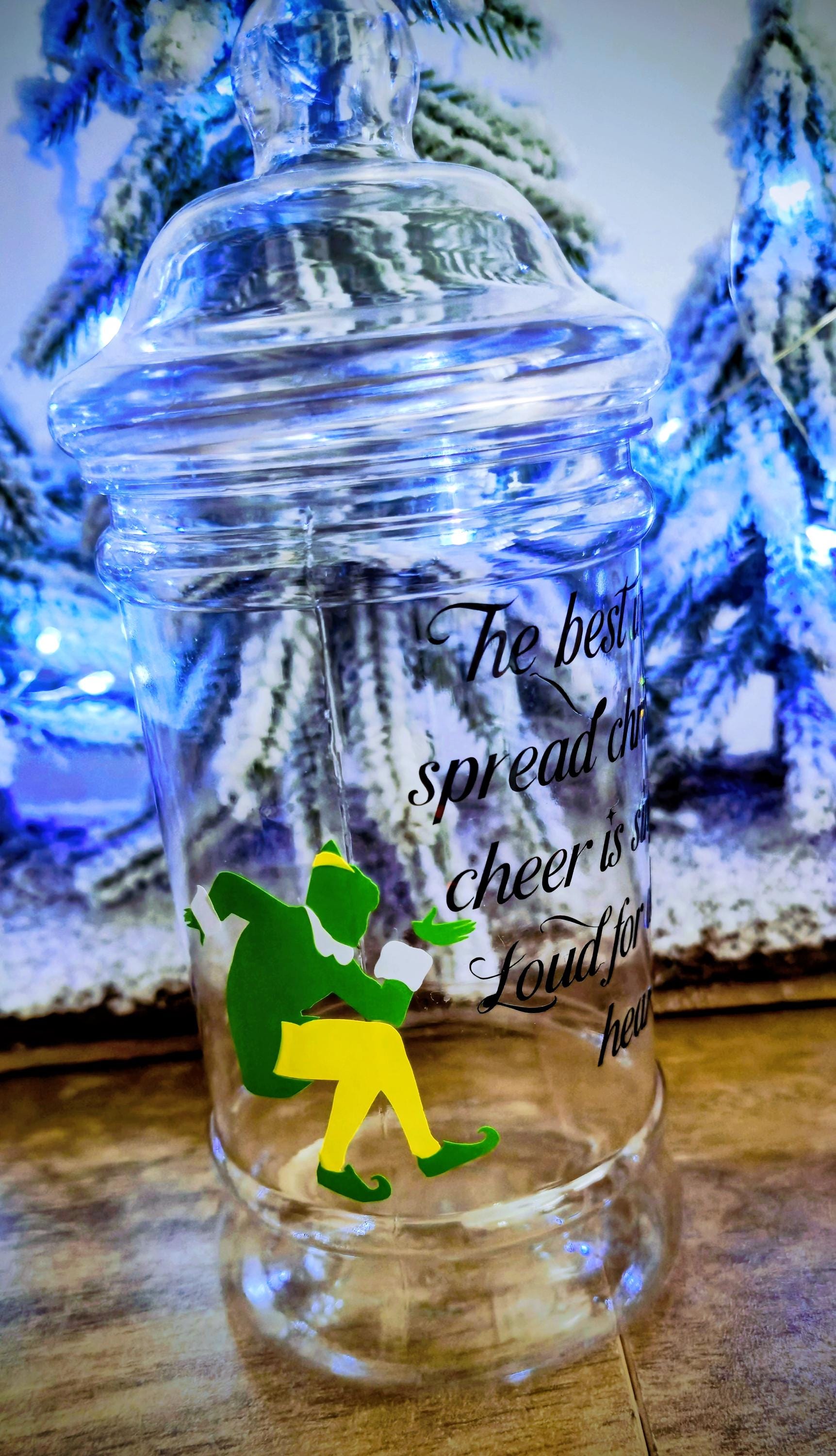 Personalised elf-themed sweet jars- Christmas - stocking filler - xmas eve box