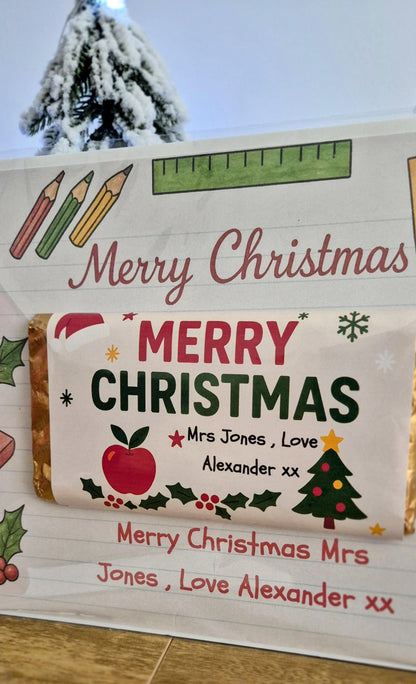 MERRY christmas hocolate board - Teacher gift - chocolate message board.- Personalised