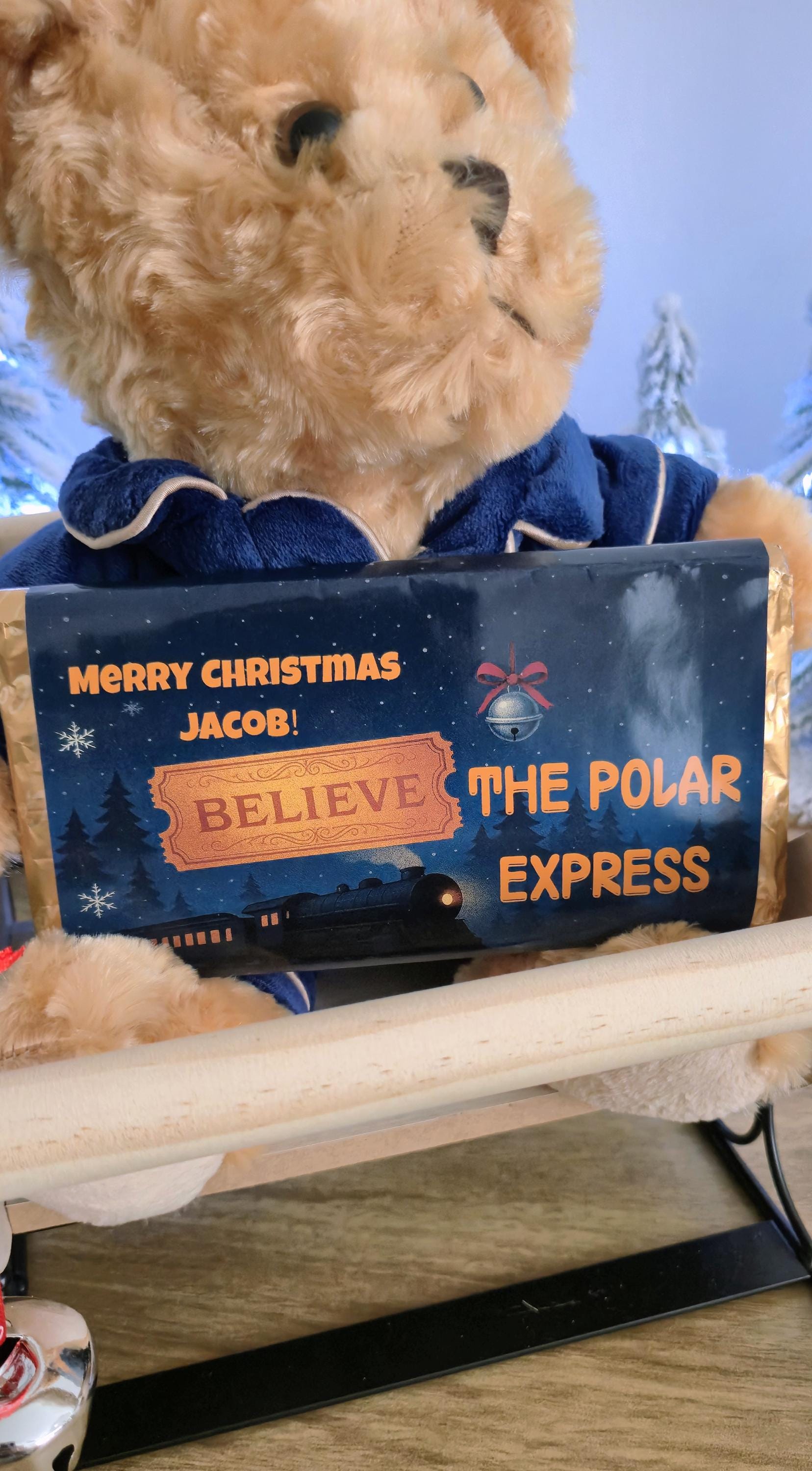 Personalised Polar express customisable chocolate bar - christmas - stocking filler - Christmas eve box