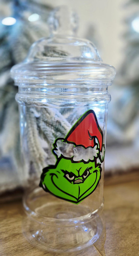 Personalised Grinch-mas sweet jars- Christmas - stocking filler - xmas eve box