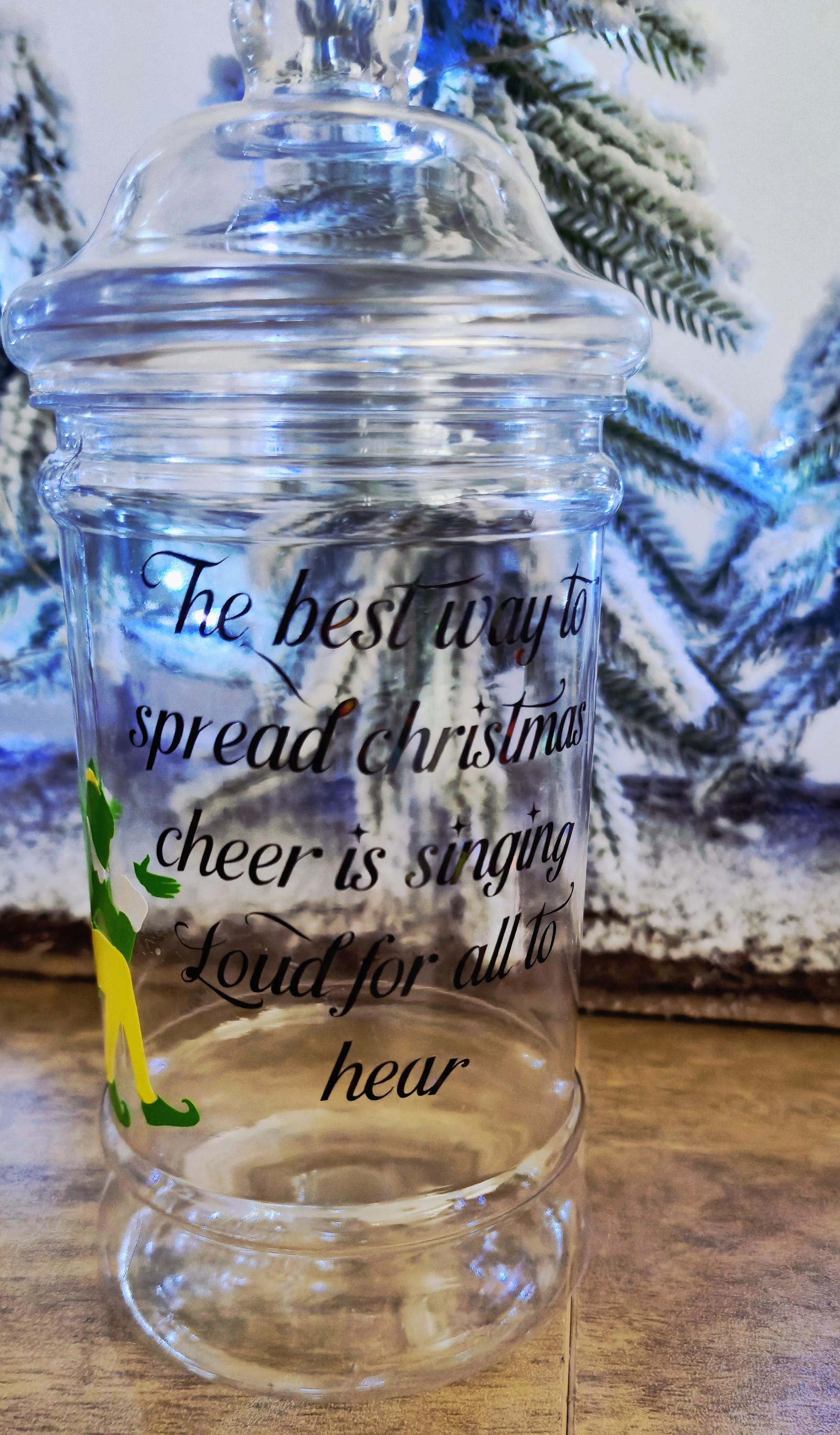 Personalised elf-themed sweet jars- Christmas - stocking filler - xmas eve box