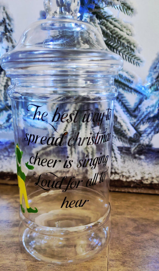 Personalised elf-themed sweet jars- Christmas - stocking filler - xmas eve box