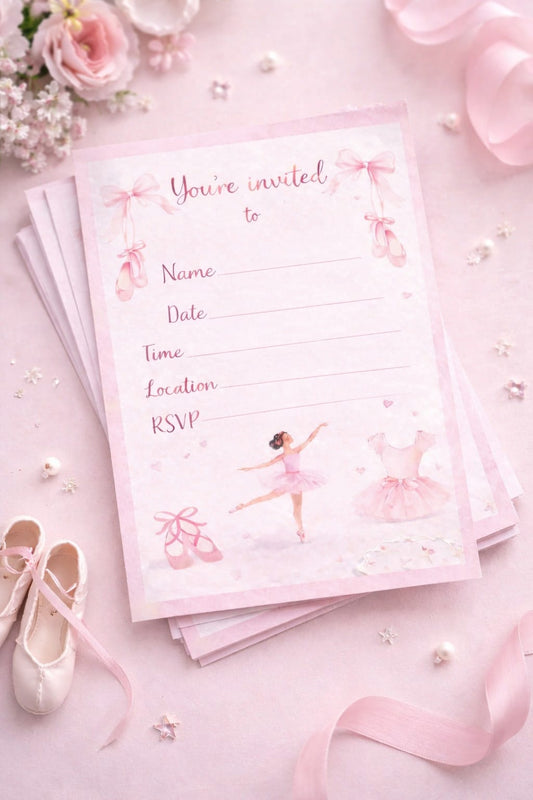 Personalised Ballet Themed Party Invitations X10