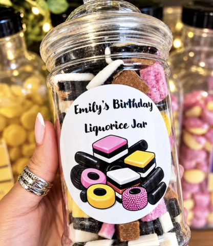 Personalised Liquorice Sweet Jar | Retro Sweet Gift