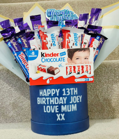 Kinder/Cadbury Hat Box Bouquet