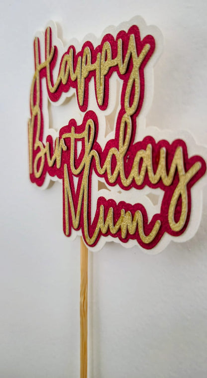 Personalised “Happy Birthday” Cake Topper – Glitter Layered Design
