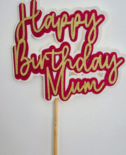 Personalised “Happy Birthday” Cake Topper – Glitter Layered Design