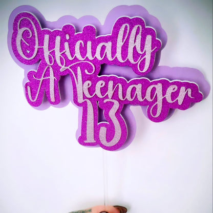 Pink Officially a Teenager Cake Topper | 13th Birthday Decoration
