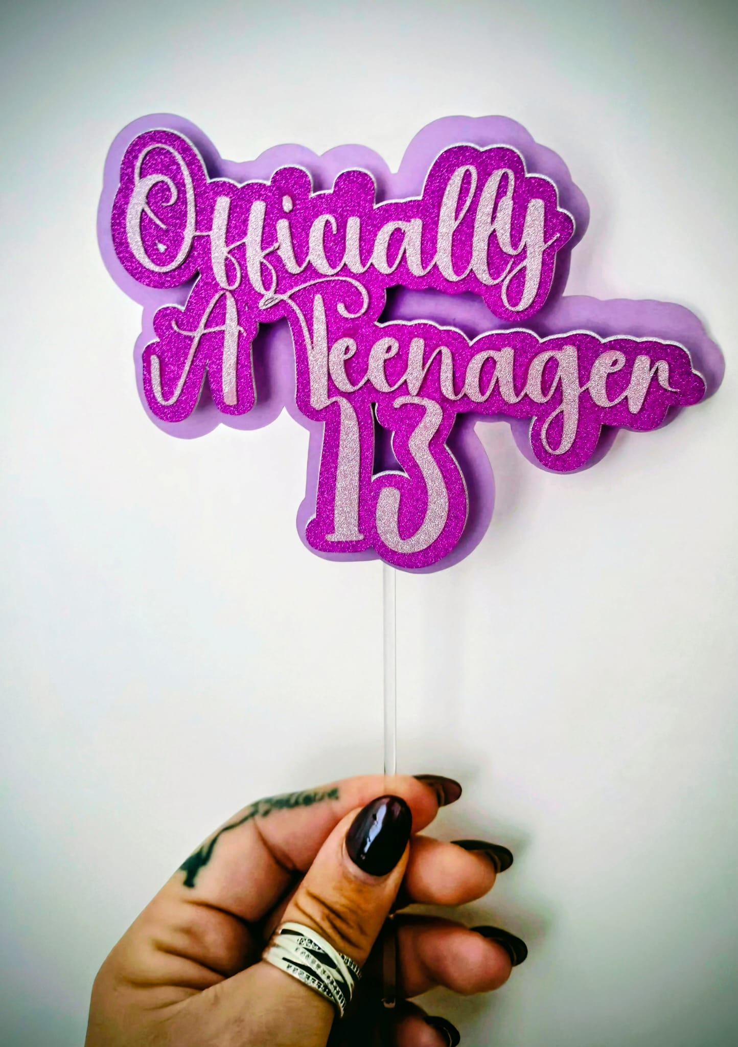 Pink Officially a Teenager Cake Topper | 13th Birthday Decoration