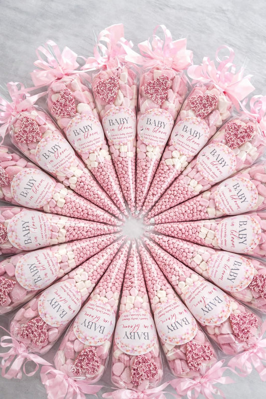Pink Baby Shower Sweet Cones: Baby Shower Party Favors