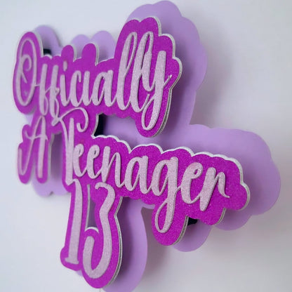 Pink Officially a Teenager Cake Topper | 13th Birthday Decoration