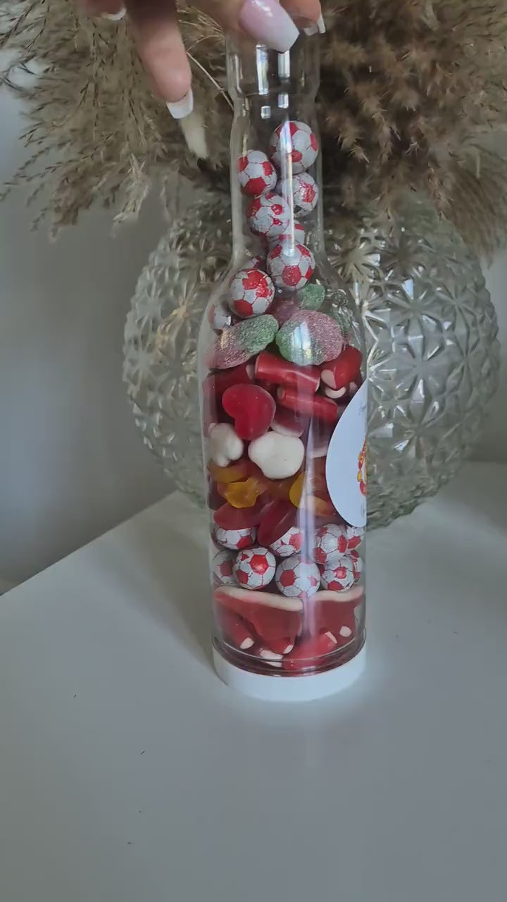 Football sweet bottle - football fan - Sweet Bottle - Birthday - Birthday Gift -celebrations - Red theme- personalised gift