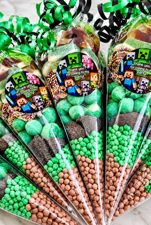 Personalised Minecraft Party Sweet Cones | Minecraft Party Favours