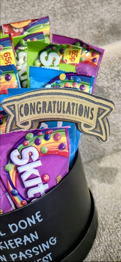 Personalised Skittles Hat Box Bouquet | Sweet Gift Hamper UK