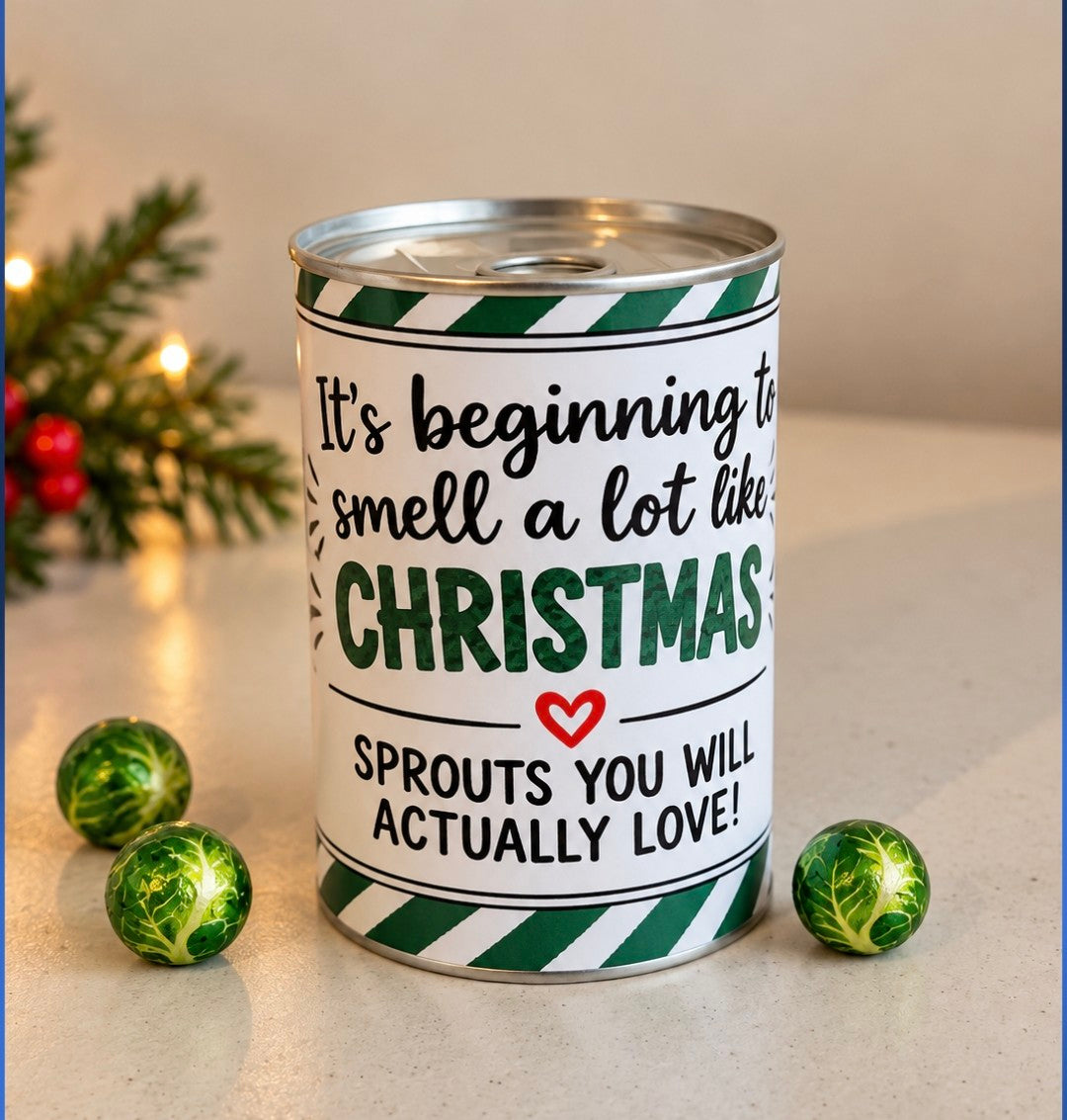 Chocolate Sprouts Christmas Sweet Tin – Festive Novelty Gift