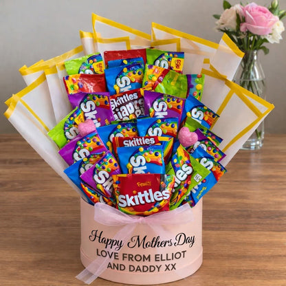 Personalised Skittles Hat Box Bouquet | Sweet Gift Hamper UK