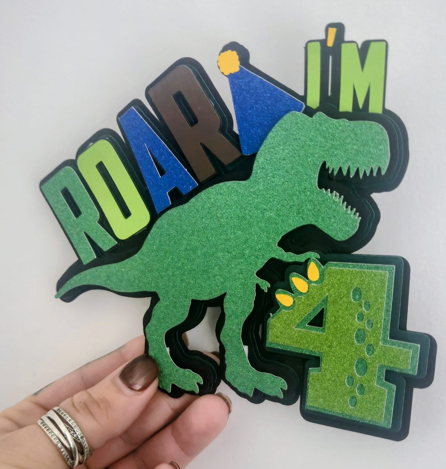 ROAR I'm 4 Dinosaur Cake Topper