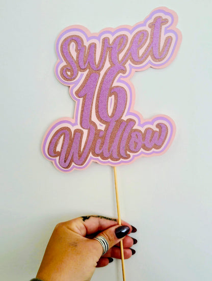 Large Personalised Sweet 16 Cake Topper.