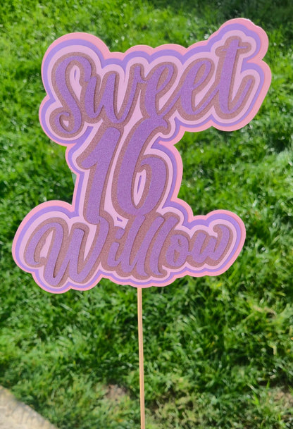 Large Personalised Sweet 16 Cake Topper.