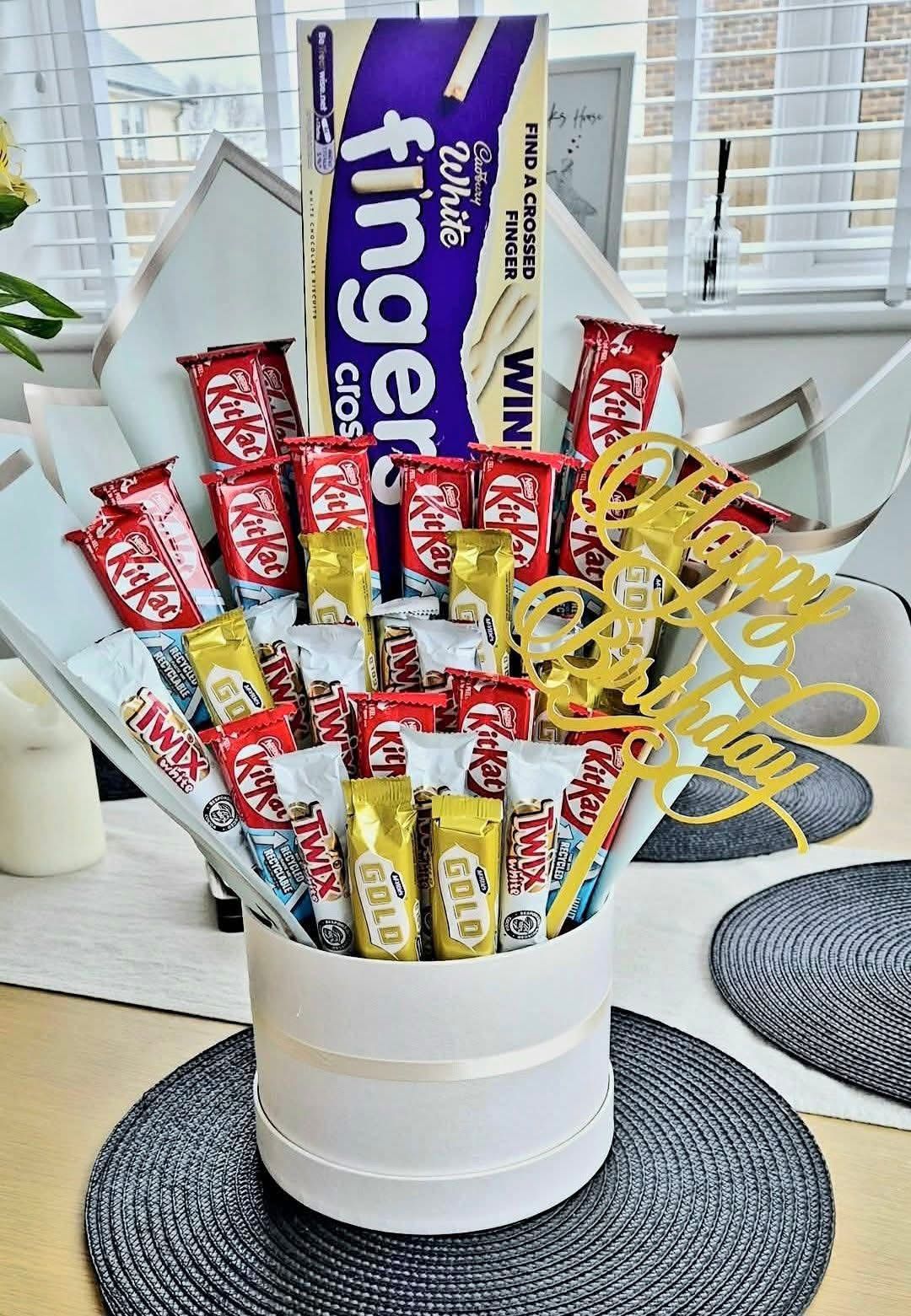 White Chocolate Hat Box Bouquet - Any Occasion